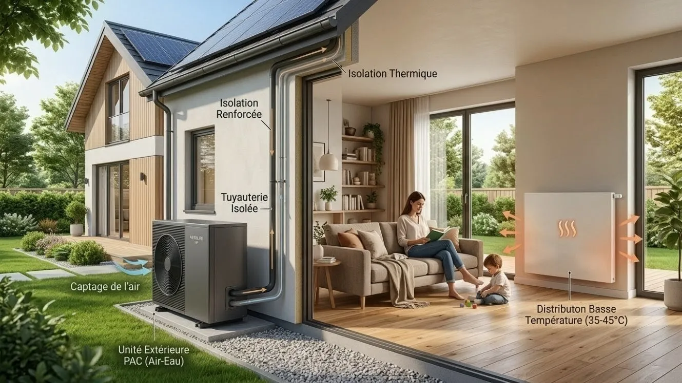 Pompe à chaleur pour un radiateur basse température